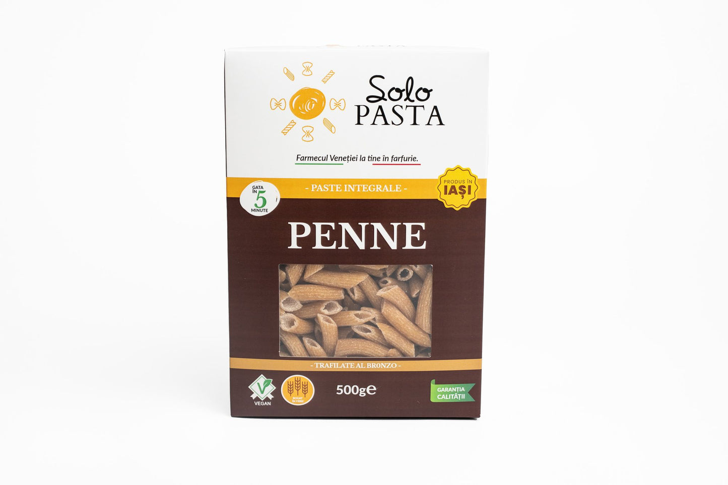 Pachet Penne integrale uscate, sos paste roșii și busuioc, vin rose demisec Domeniile Averești